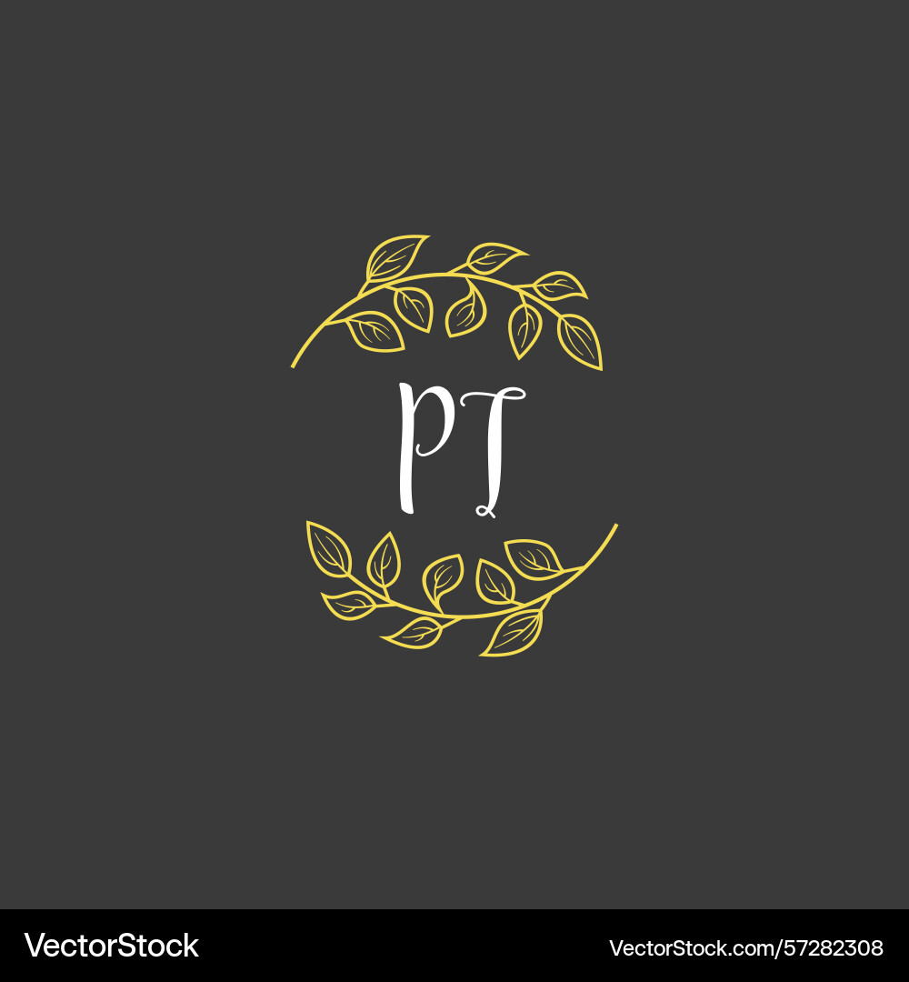 Botanical monogram logos with initial pt Botanical monogram logos with initial pt Vector Image