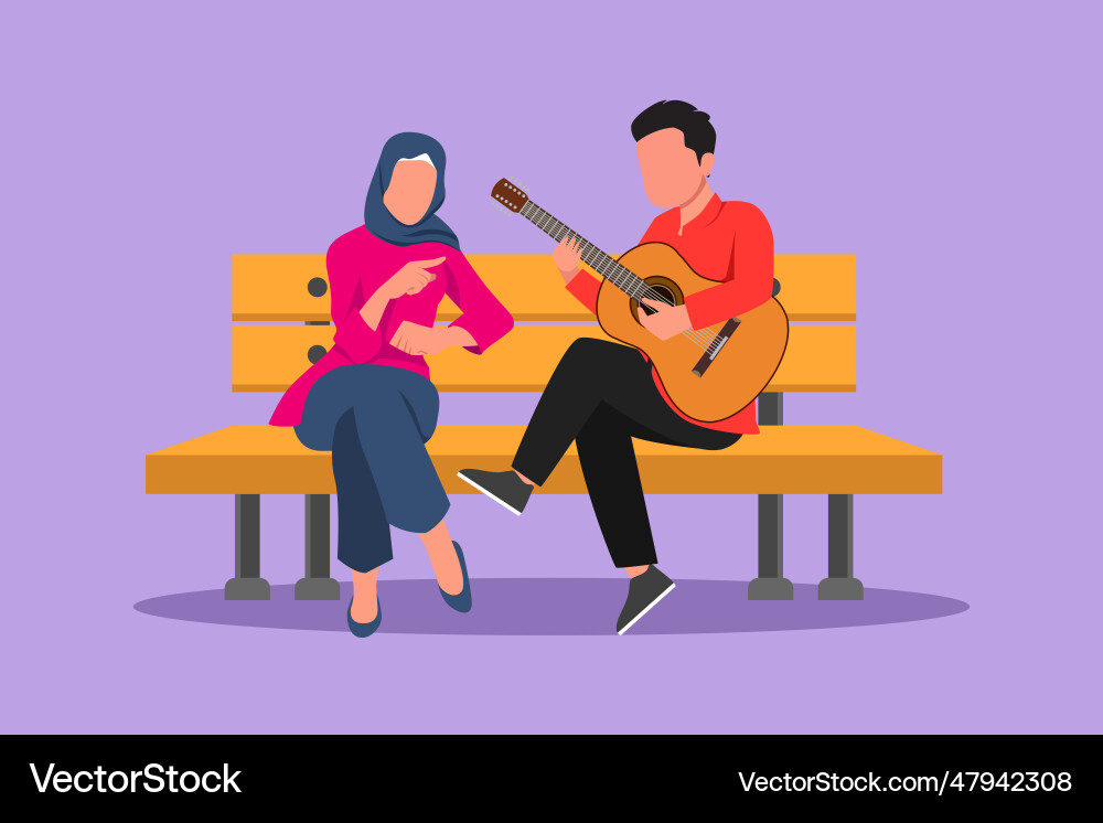 Cartoon flat style drawing arab people sitting Cartoon flat style drawing arab people sitting vector image
