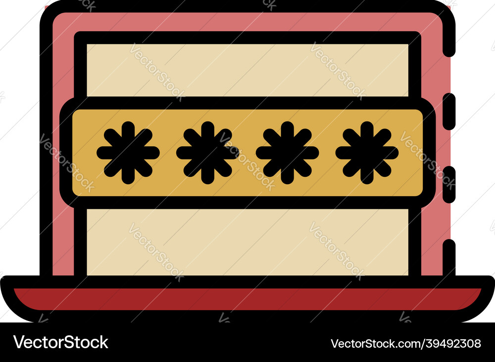 Computer password icon color outline Computer password icon color outline vector image