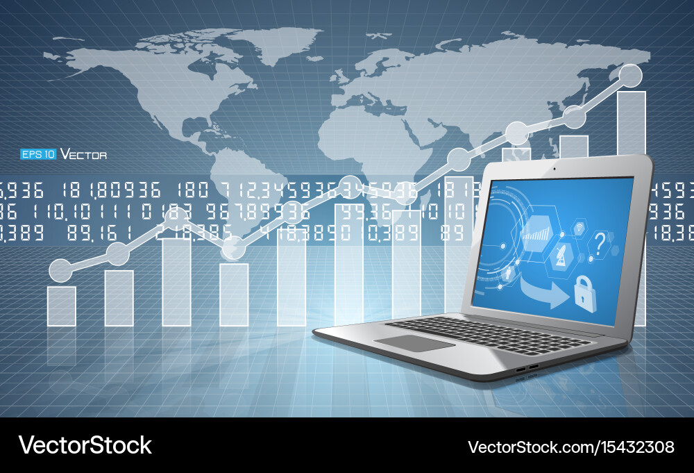 Computer with graph 2 vector image