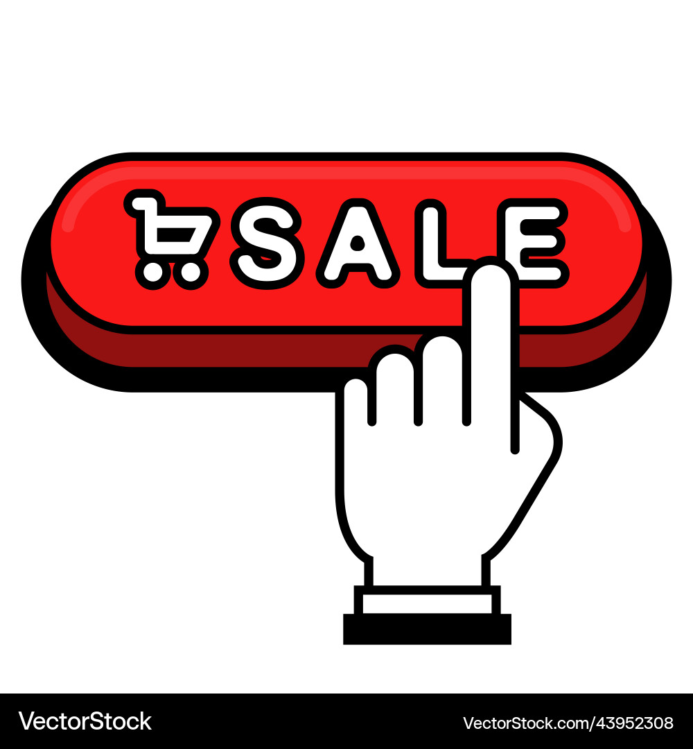 Cursor clicks on the red button Vector Image