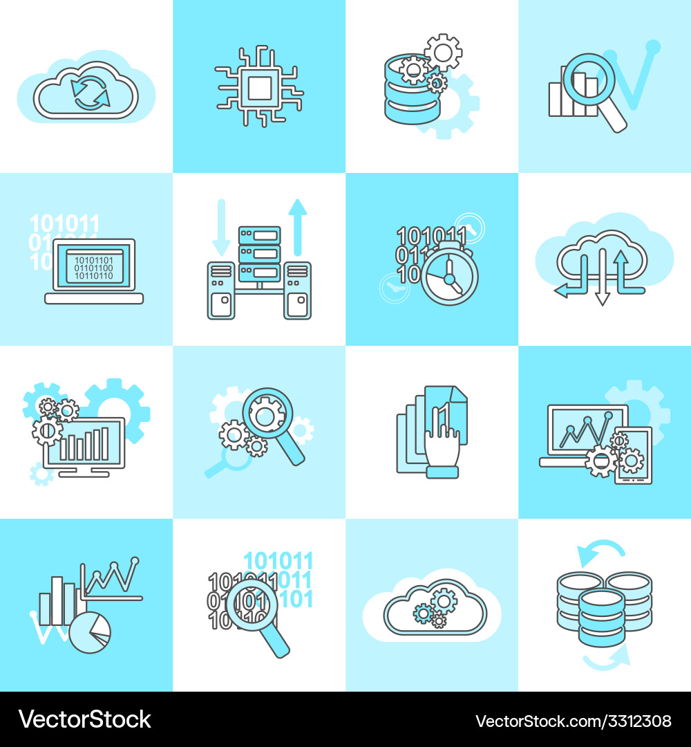 Database analytics icons flat Vector Image