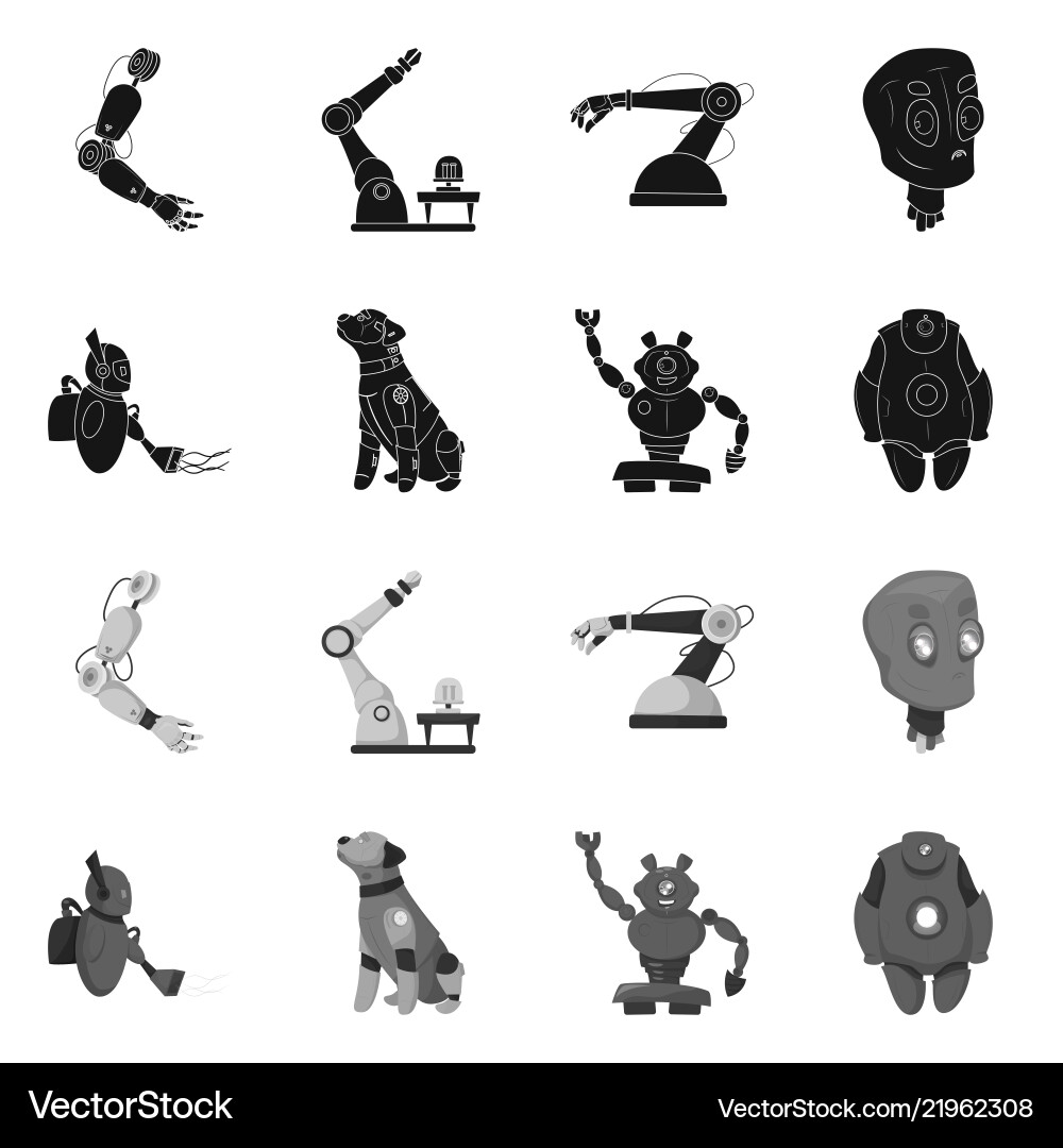 Design of robot and factory symbol Design of robot and factory symbol vector image