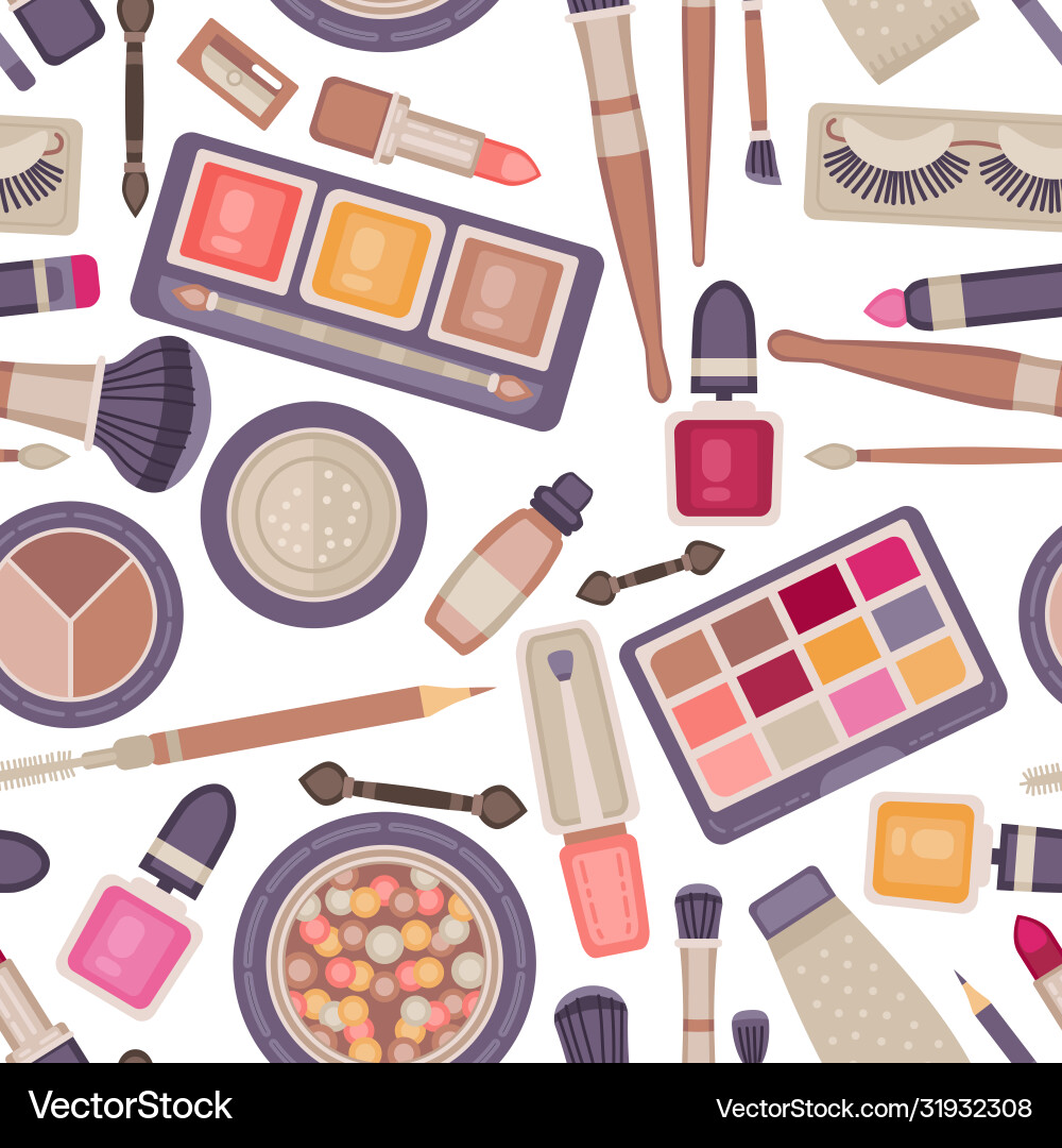 Face make up tools seamless pattern Face make up tools seamless pattern Vector Image