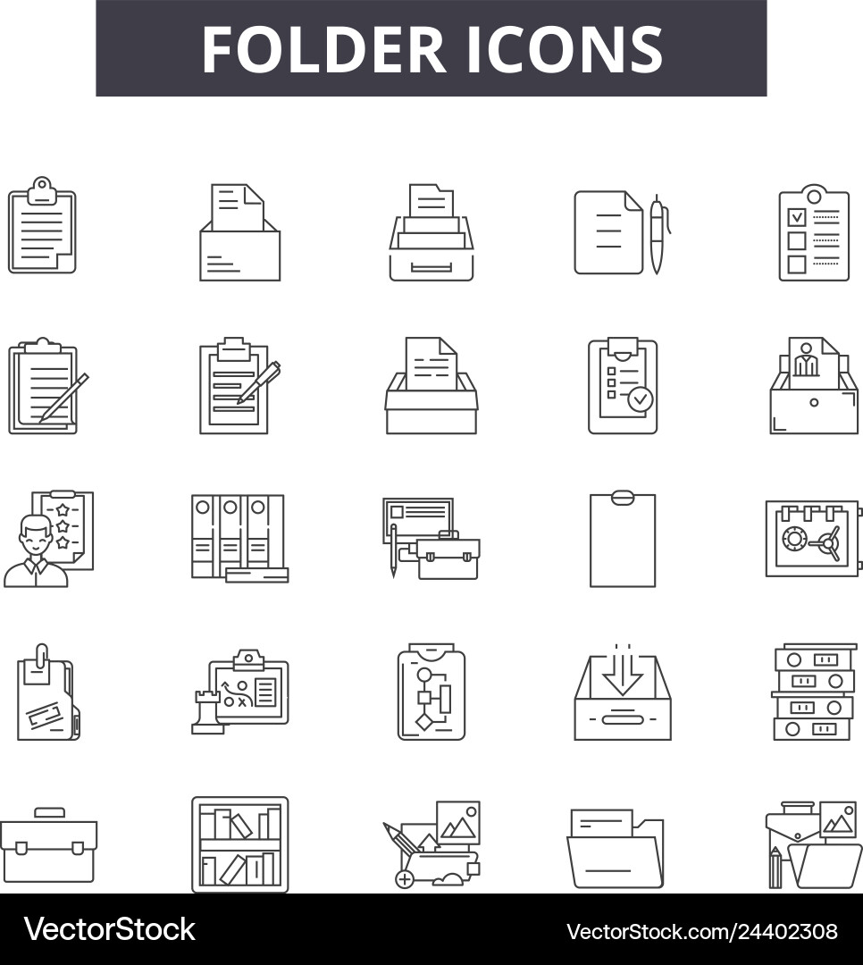Folder line icons for web and mobile design Folder line icons for web and mobile design vector image