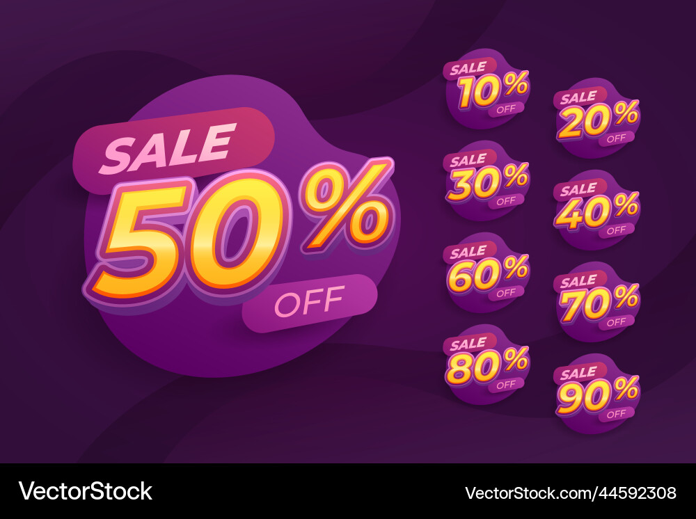 Gradient discount numbers design template Gradient discount numbers design template vector image