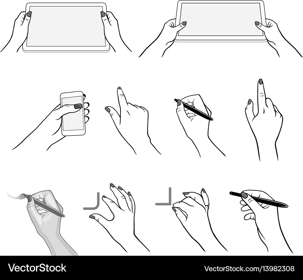 Hands drawing using devices vector image