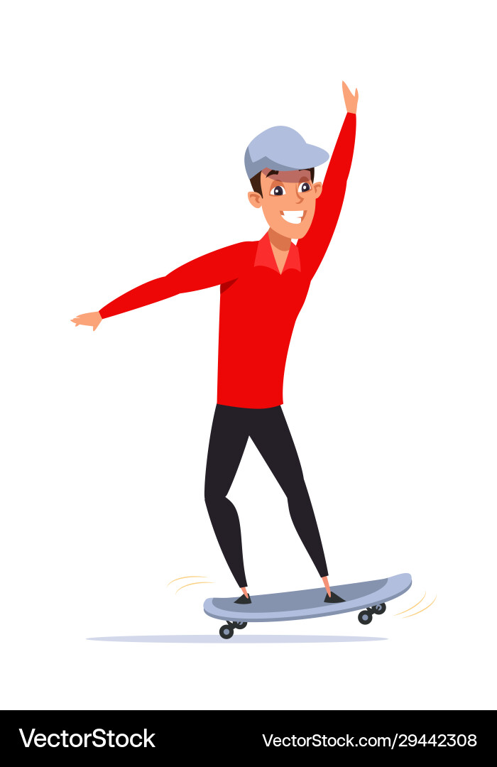 Jugendliche auf Skateboard flach Jugendliche auf Skateboard flach vektorbild
