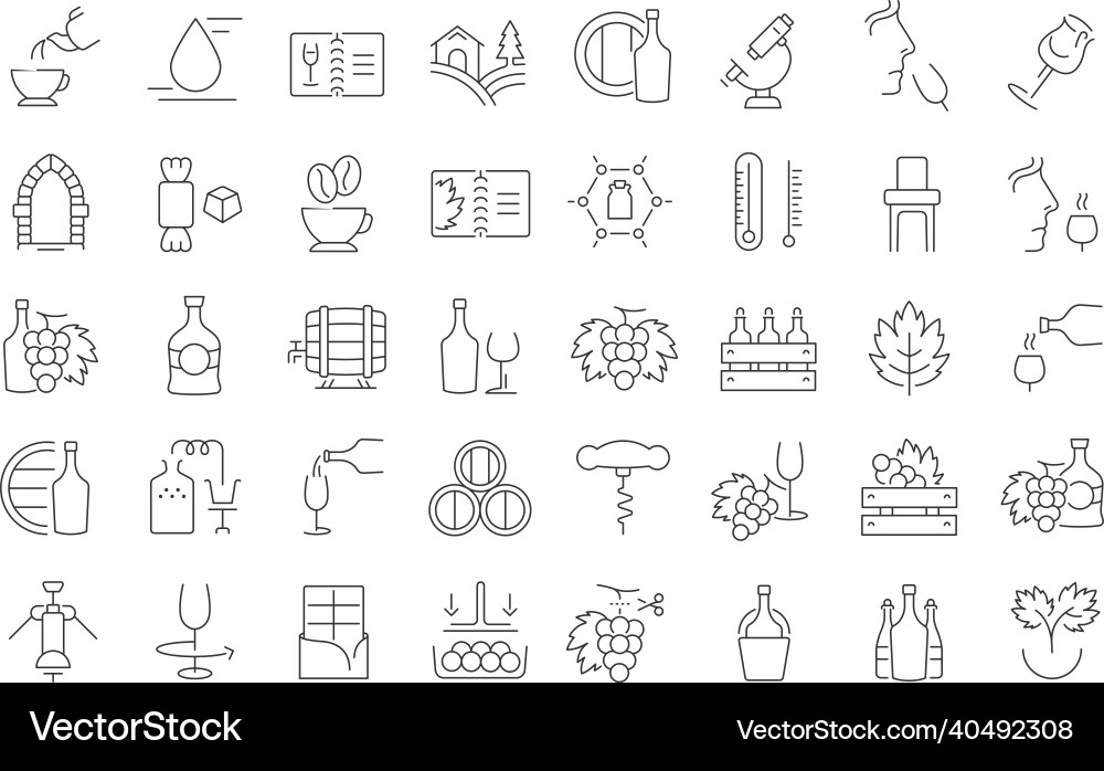 Linear Cognac Bottle Icons Vector Image