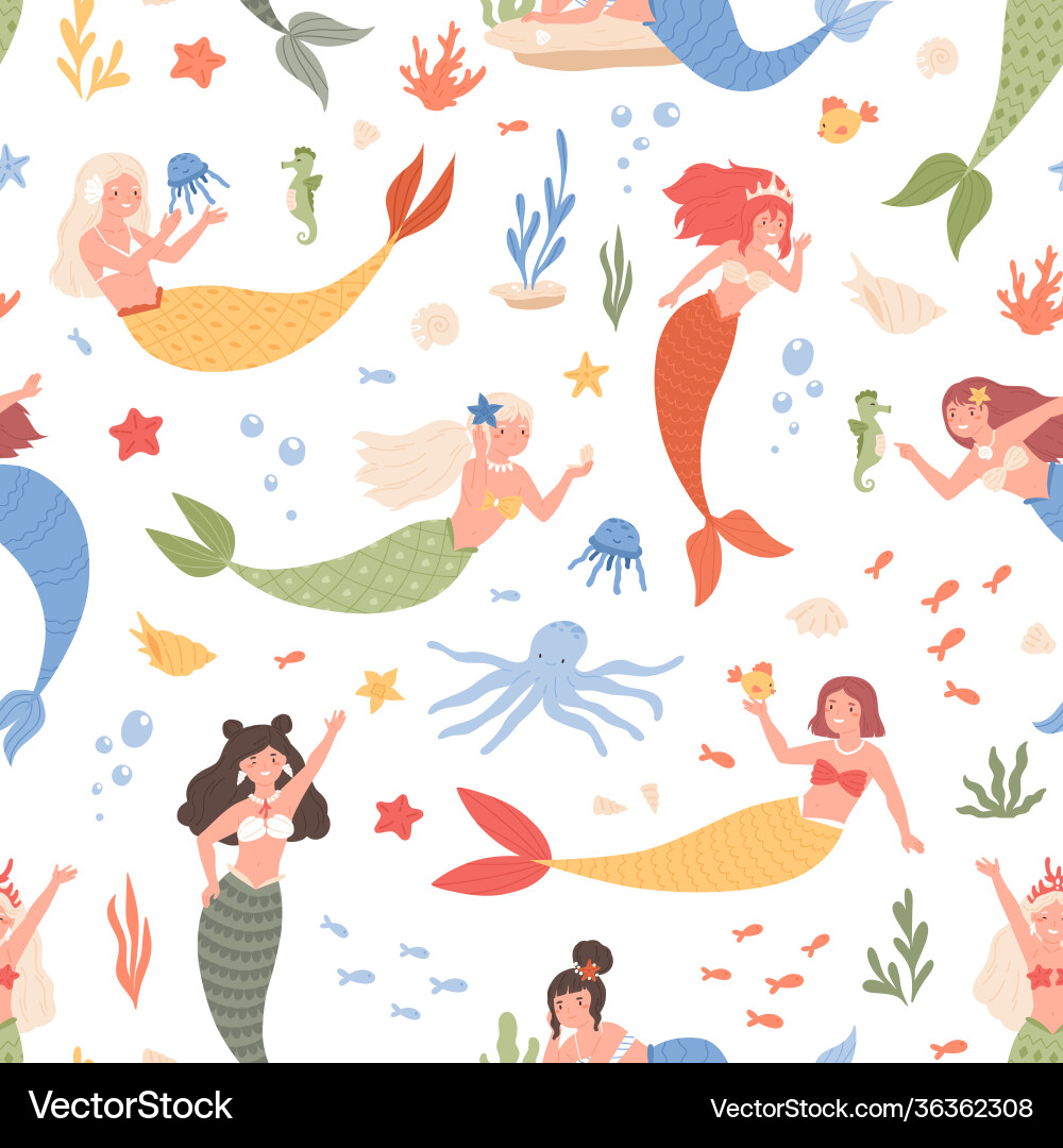 Mermaid Fantasy Pattern vector image