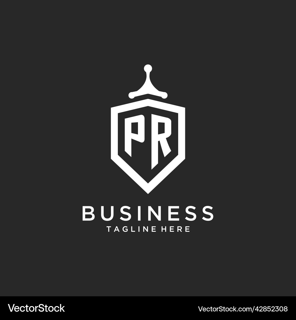 Pr monogram logo initial with shield guard shape Vector Image