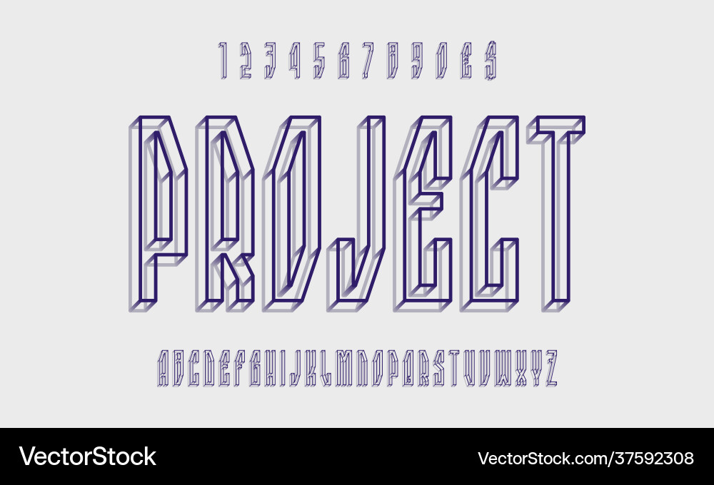 Project alphabet with numbers wireframe 3d vector image