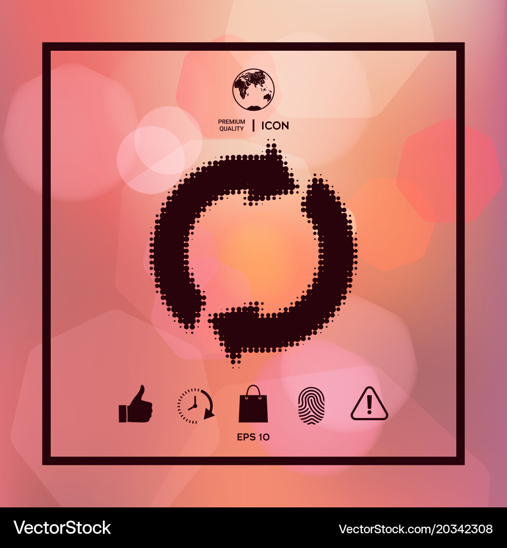 Reset button reload arrows - halftone logo vector image