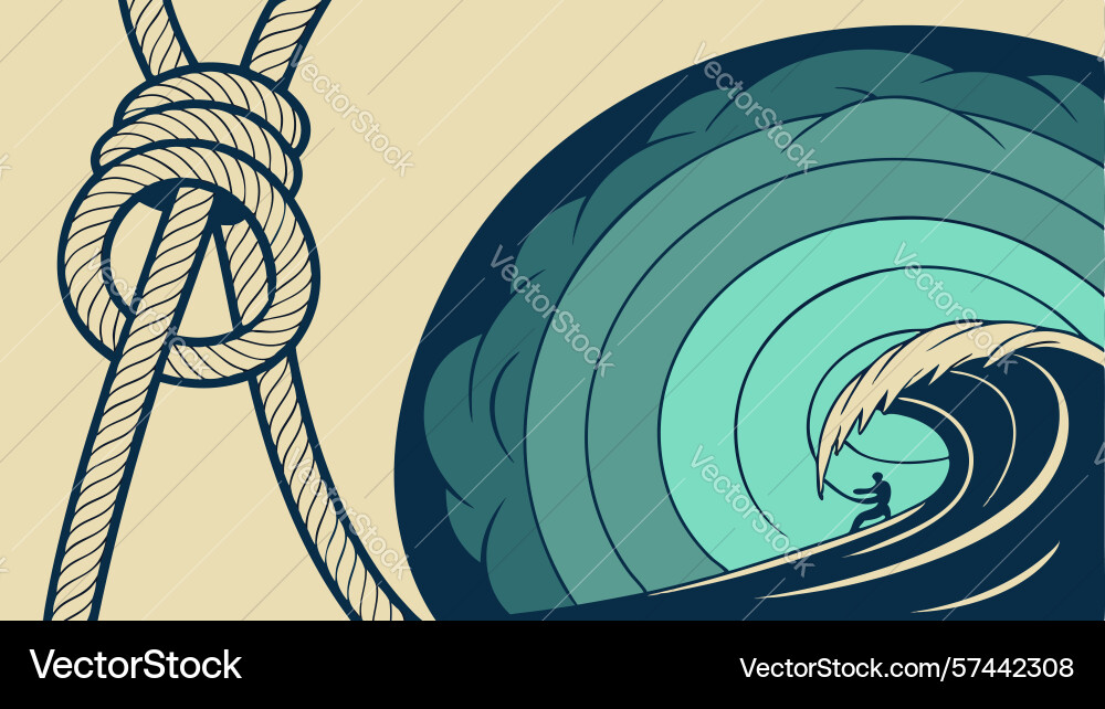 Rope knot with swirling wave design generative ai vector image