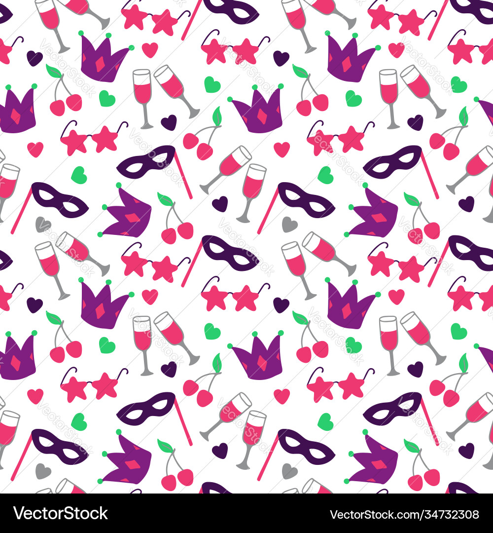 Seamless pattern with white silhouettes carnival Seamless pattern with white silhouettes carnival Vector Image