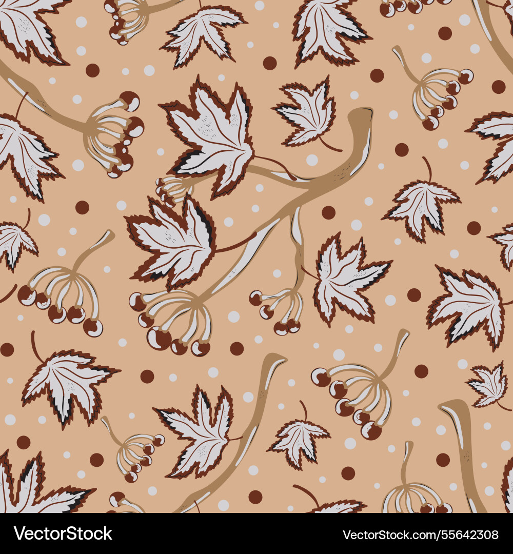 Seamless pattern with wild grape branches leaves Vector Image
