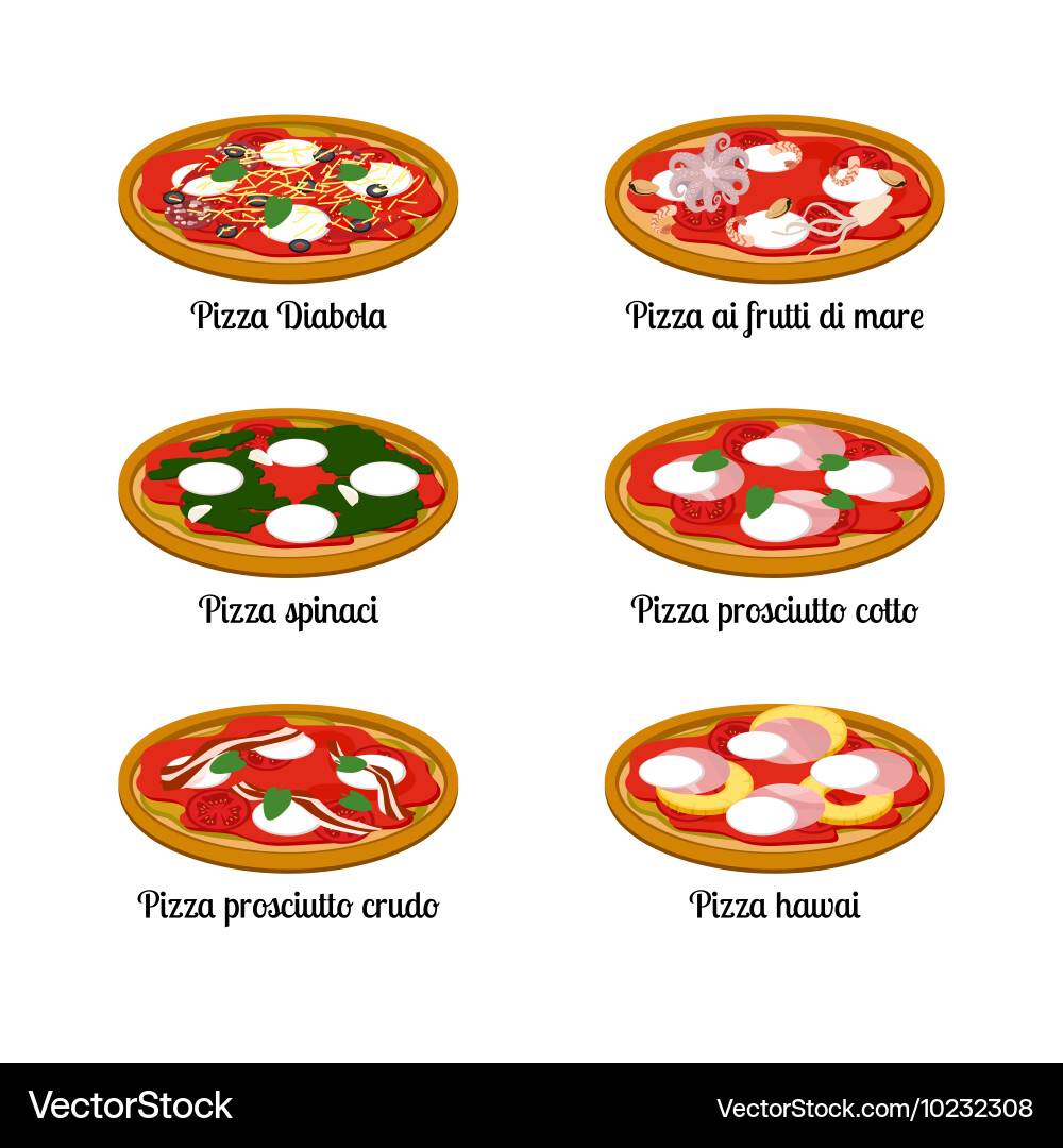 Set of sort pizza with different ingredients Vector Image