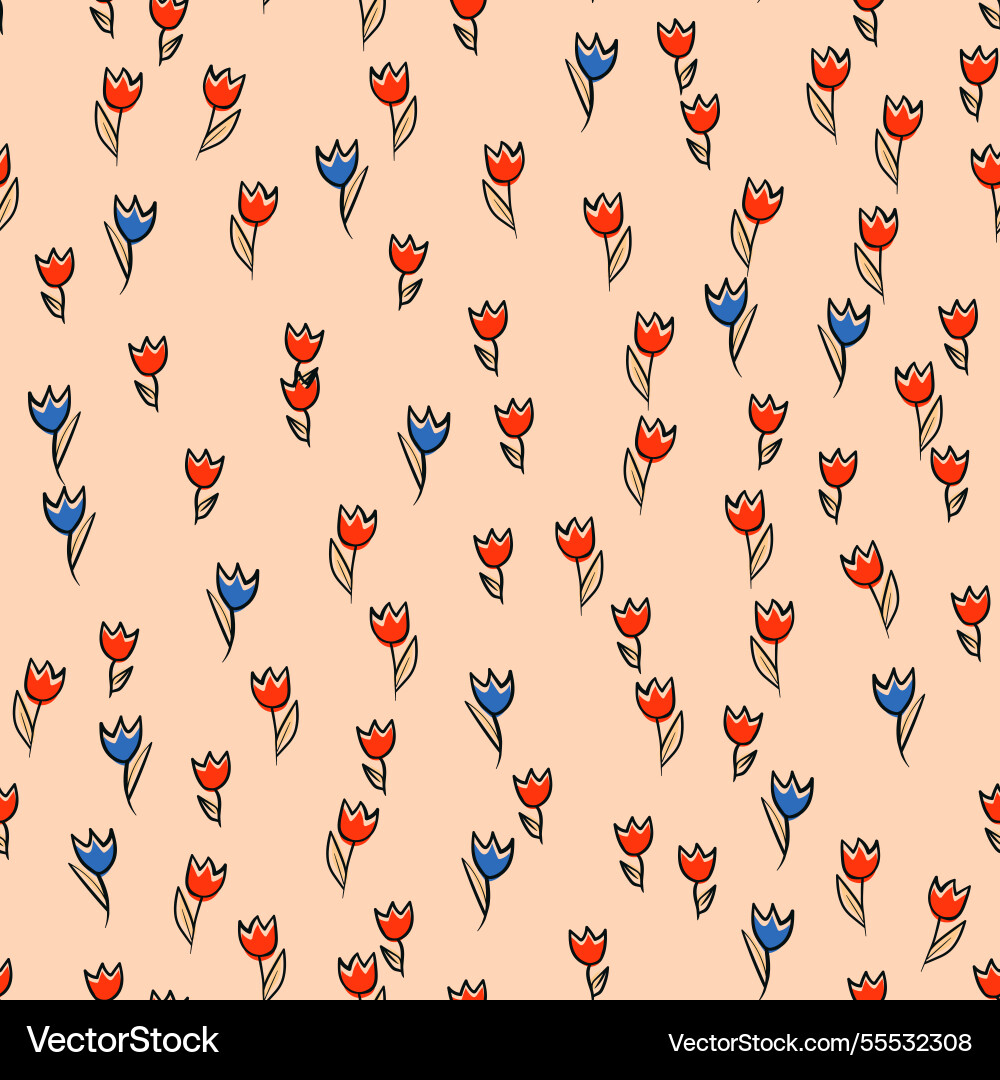 Spring colorful with tulips Spring colorful with tulips vector image