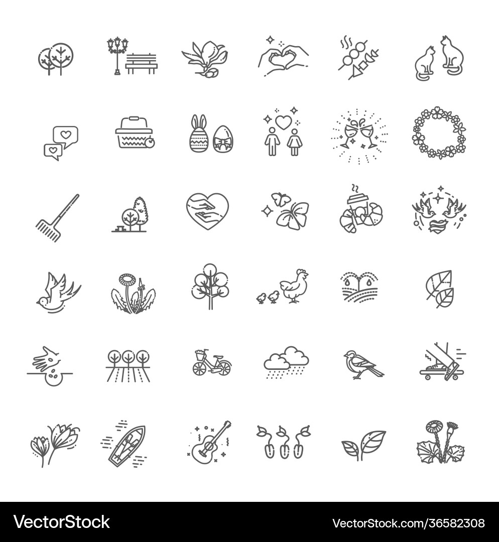 Spring Garden Icons - Thin Line vector image