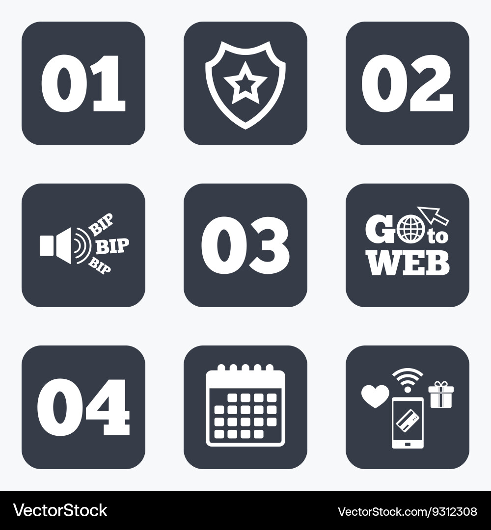 Step one two three icons sequence of options vector image