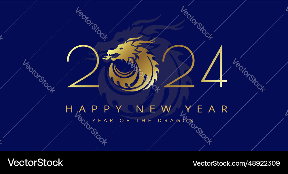 2024 Frohes neues Jahr von Drachen Luxus-Design Gold 2024 Frohes neues Jahr von Drachen Luxus-Design Gold vektorbild