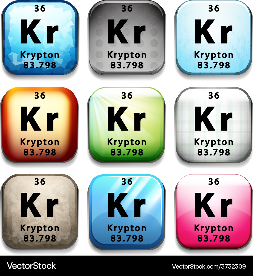 A button showing the element krypton Vector Image