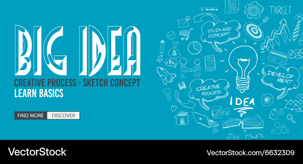 Big idea concept with doodle design style finding Vector Image