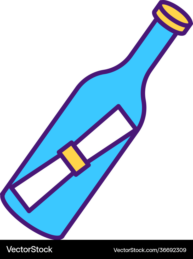 Bottle with paper hints inside rgb color icon Bottle with paper hints inside rgb color icon vector image
