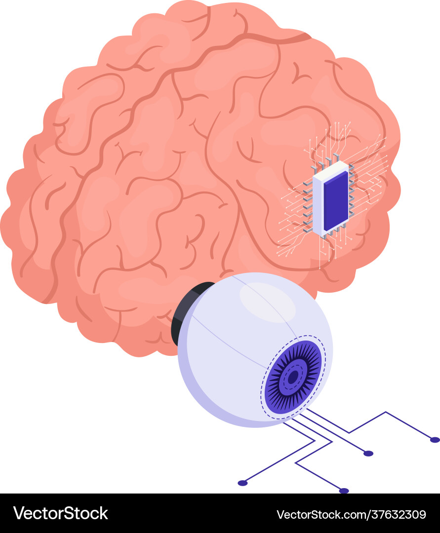 Brain microchip icon Brain microchip icon vector image