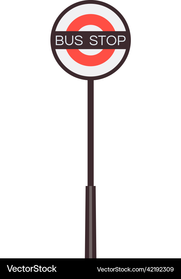 Bus Stop Sign Round Traffic Board Vector Image