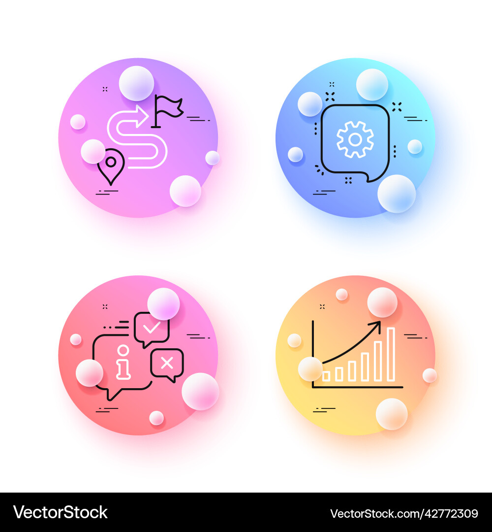 Cogwheel info and graph chart minimal line icons Cogwheel info and graph chart minimal line icons vector image
