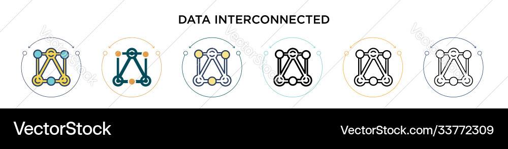 Data interconnected icon in filled thin line Data interconnected icon in filled thin line vector image