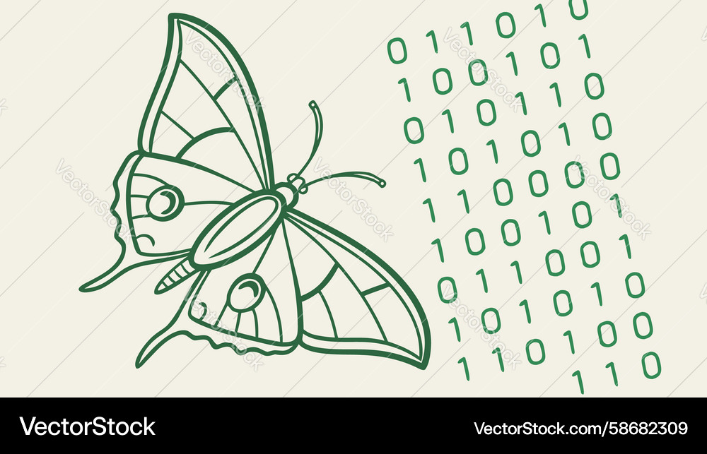 Digital butterfly with binary code wings art Vector Image