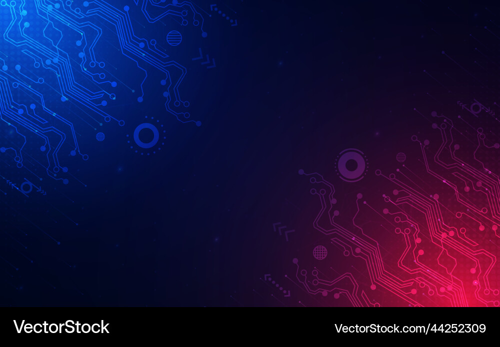 Digital technology circuits blue red gradient tech Digital technology circuits blue red gradient tech vector image
