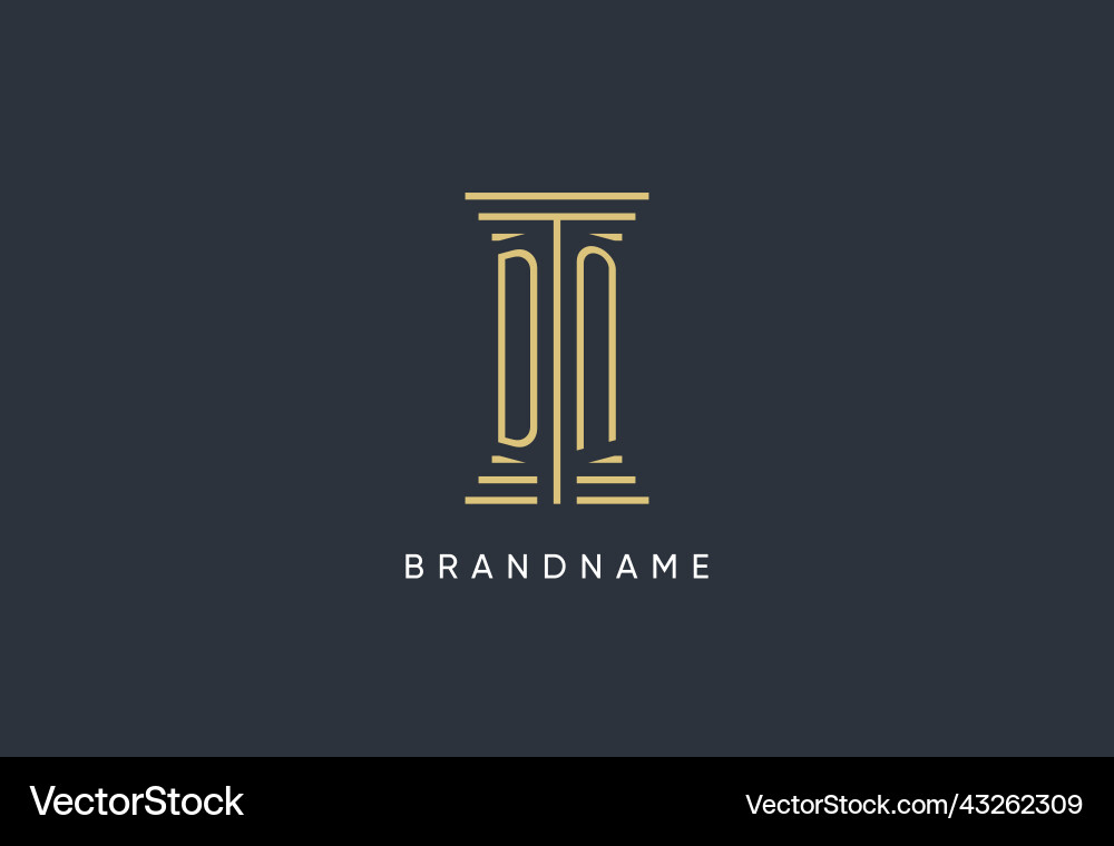 Dn initial monogram with pillar shape logo design Vector Image