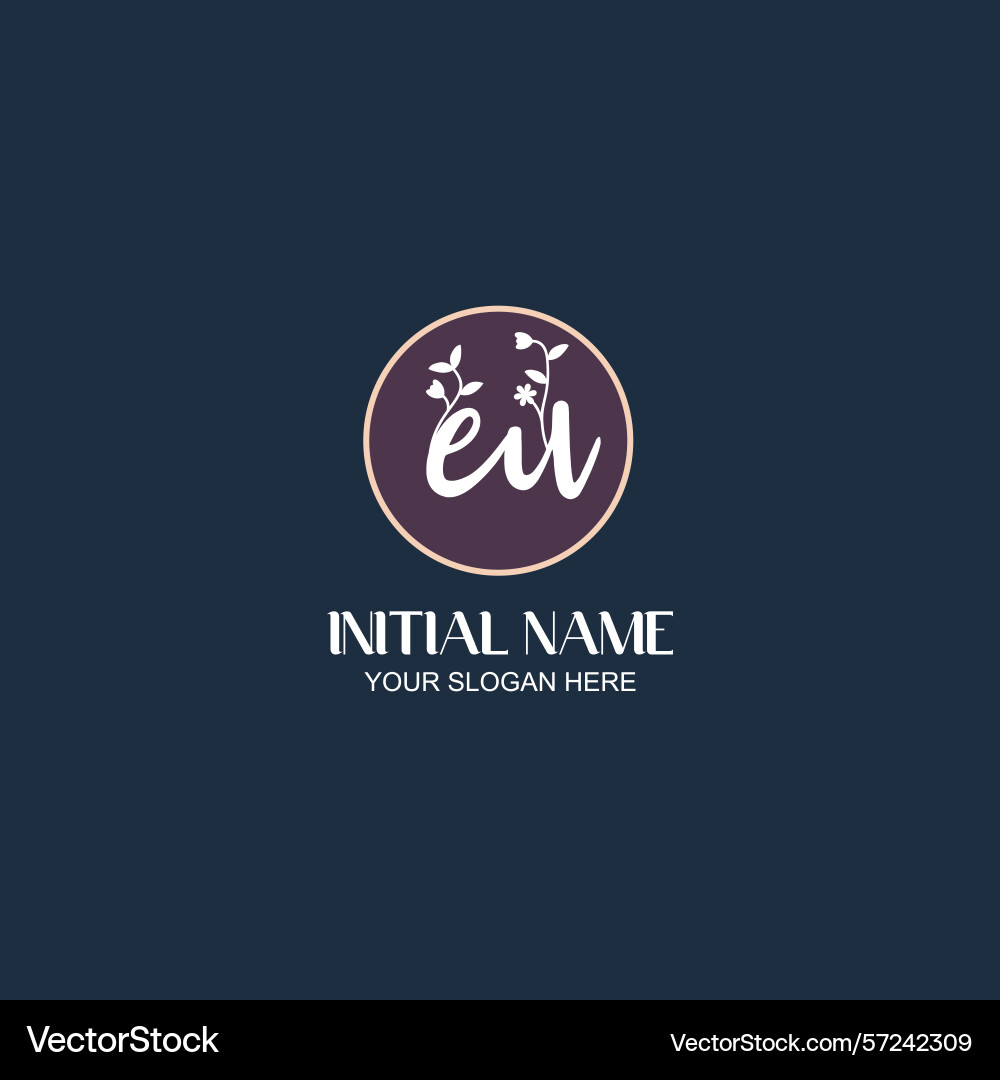 Elegant eu initial logo design with botanical vector image