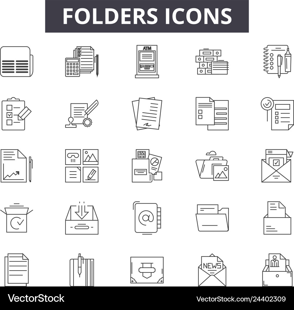 Folders line icons for web and mobile design Folders line icons for web and mobile design vector image