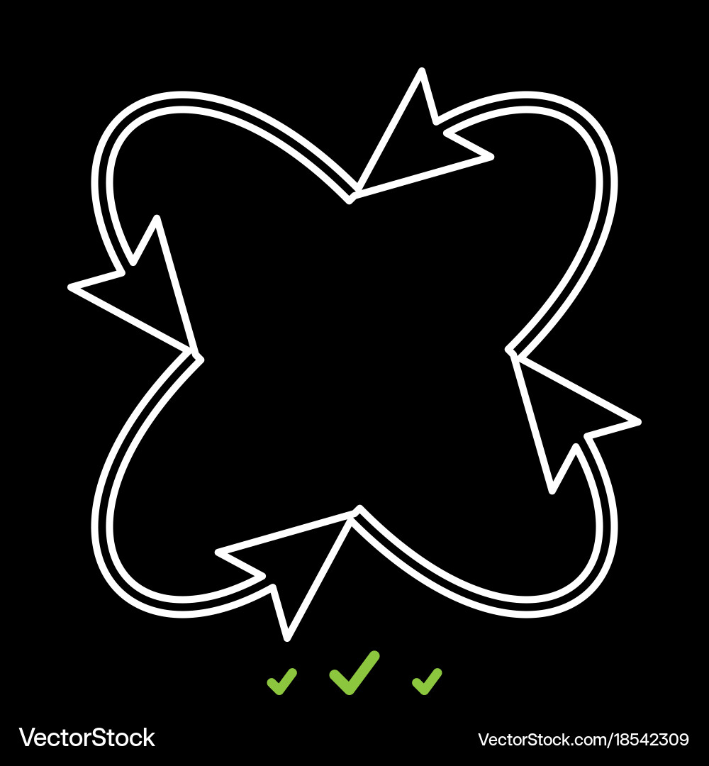 Four arrows in loop and from center vector image