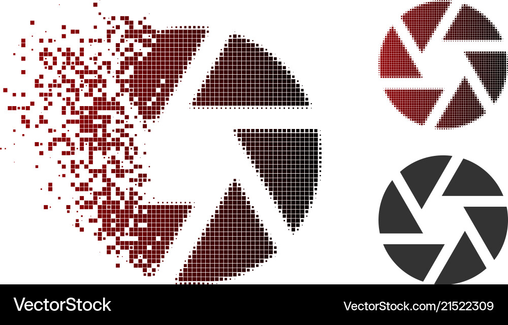 Fragmented pixel halftone shutter icon Fragmented pixel halftone shutter icon vector image