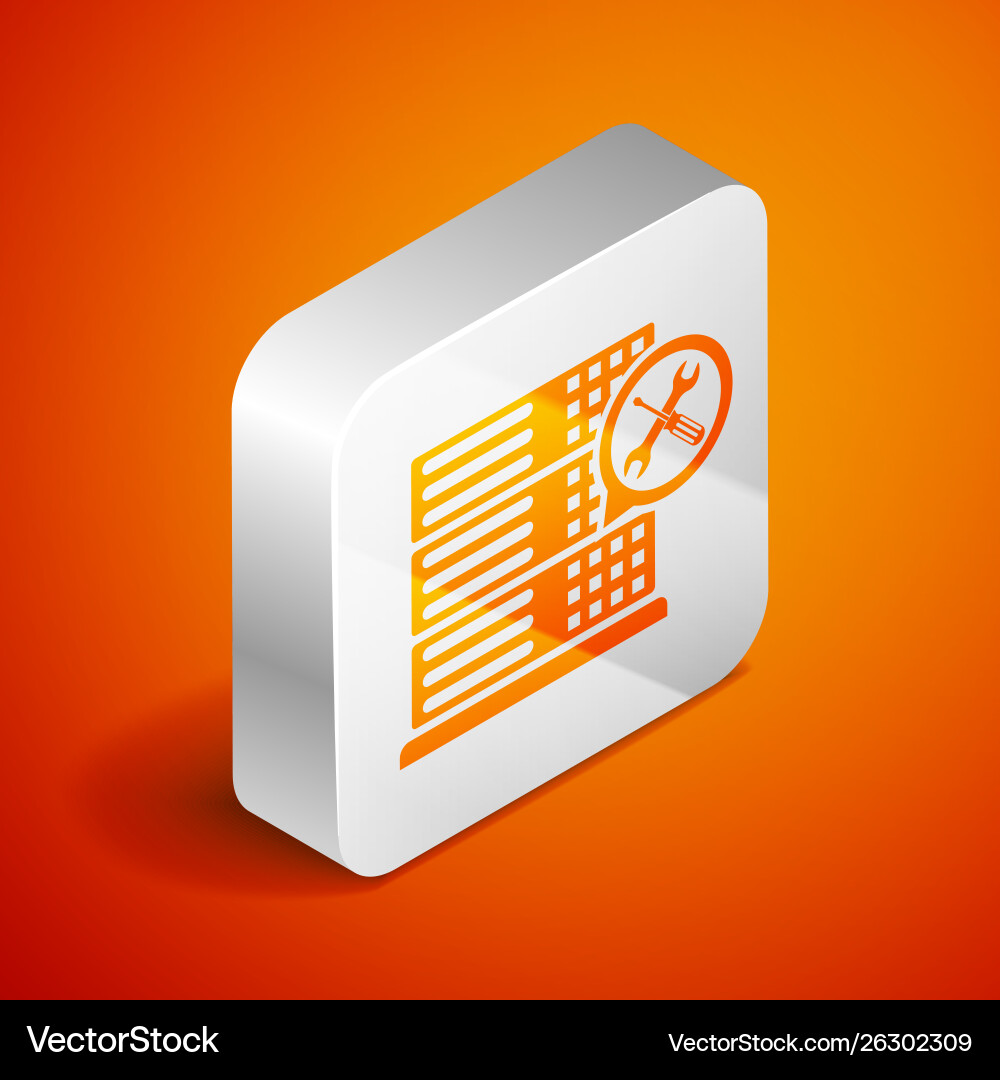 Isometric database server with screwdriver Vector Image