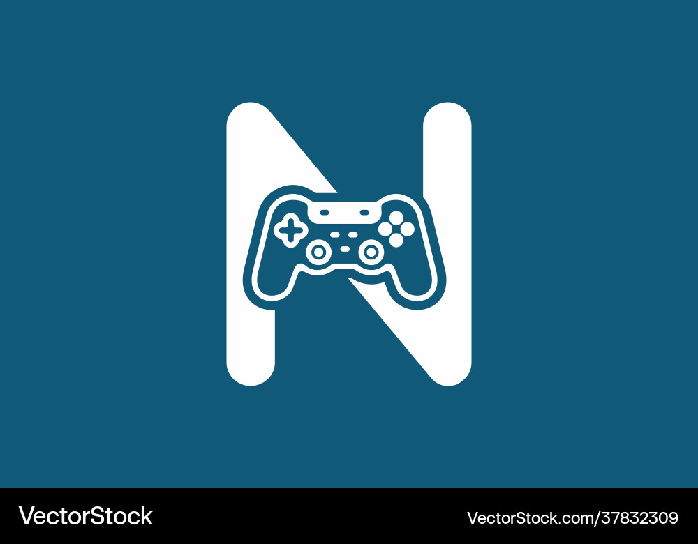 N initial letter with joystick shape N initial letter with joystick shape Vector Image
