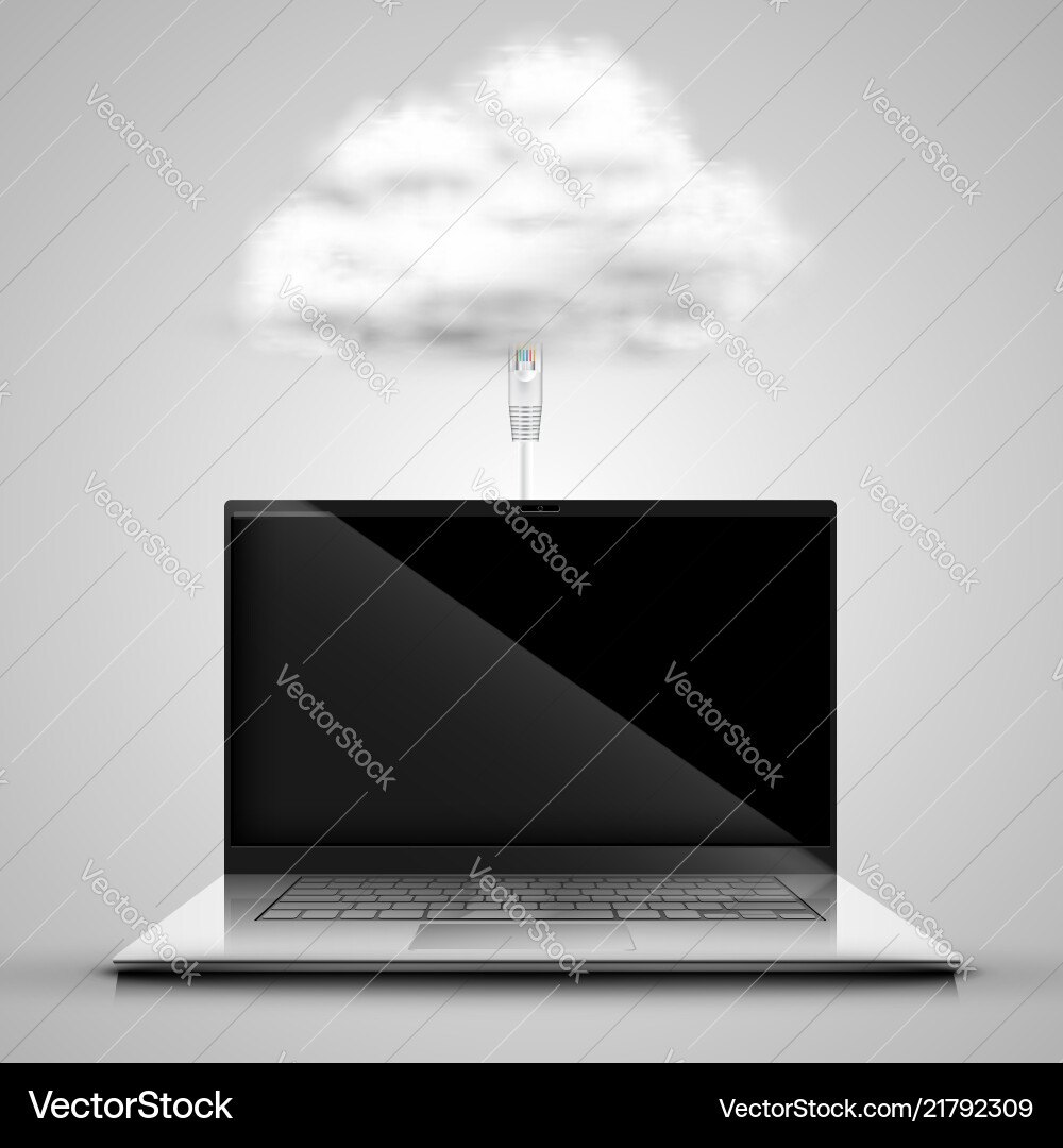 Notebook is connecting to cloud vector image