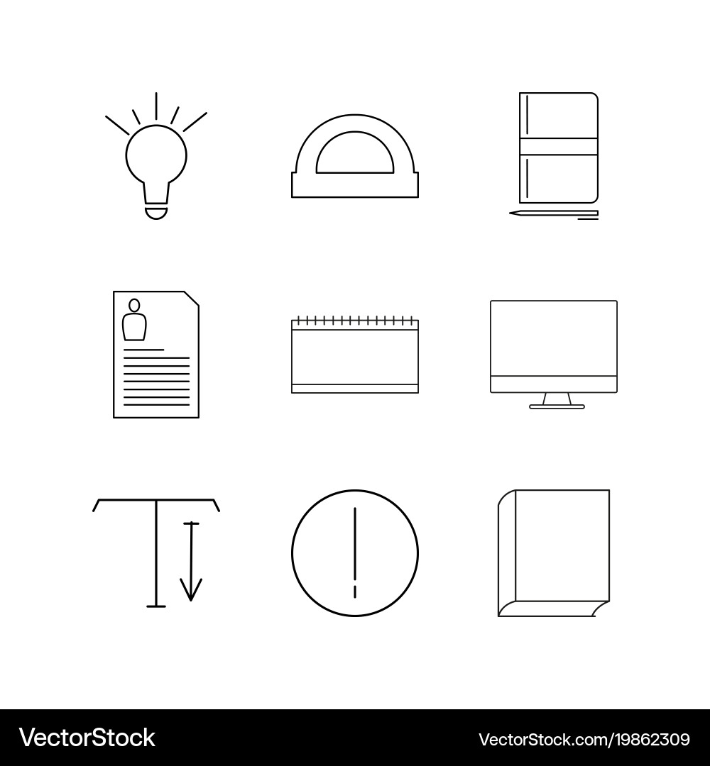 Office linear icon set simple outline icons vector image