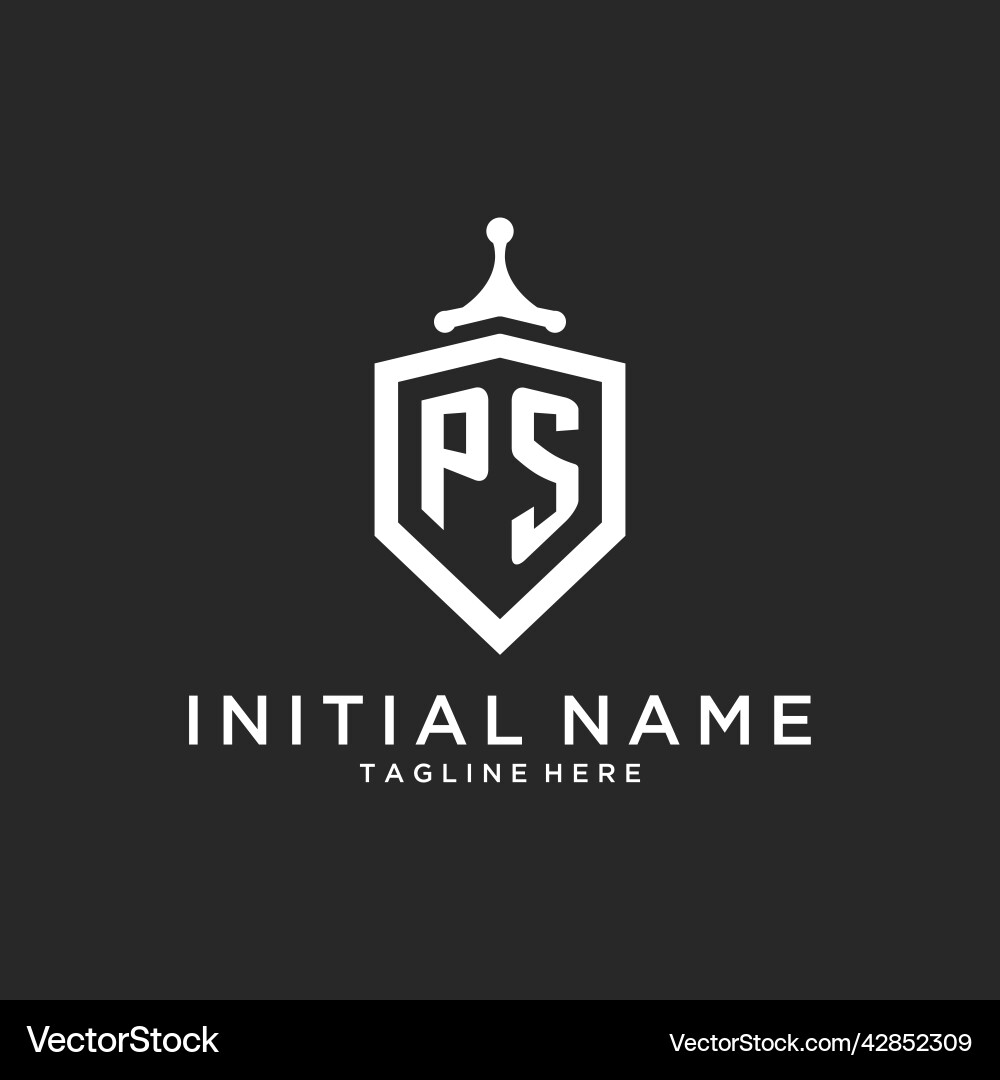 Ps monogram logo initial with shield guard shape vector image