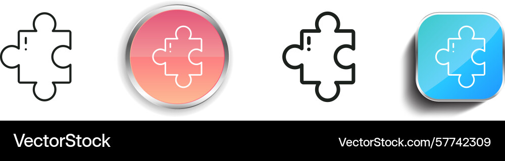 Puzzle icon thin linear regular and button style Puzzle icon thin linear regular and button style vector image