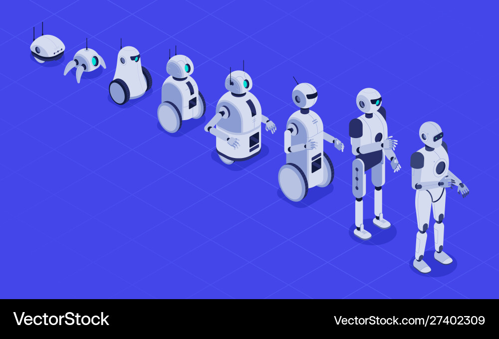 Robotic Evolution: Progress & Tech vector image