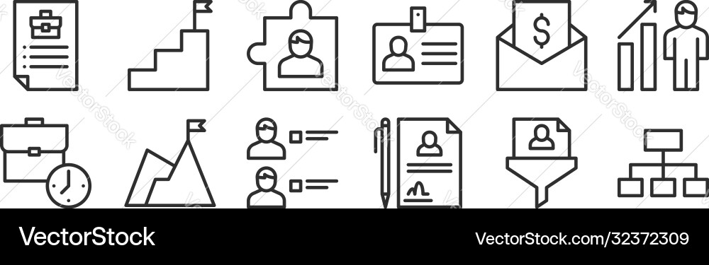 Set 12 thin outline icons such as hierarchical Vector Image