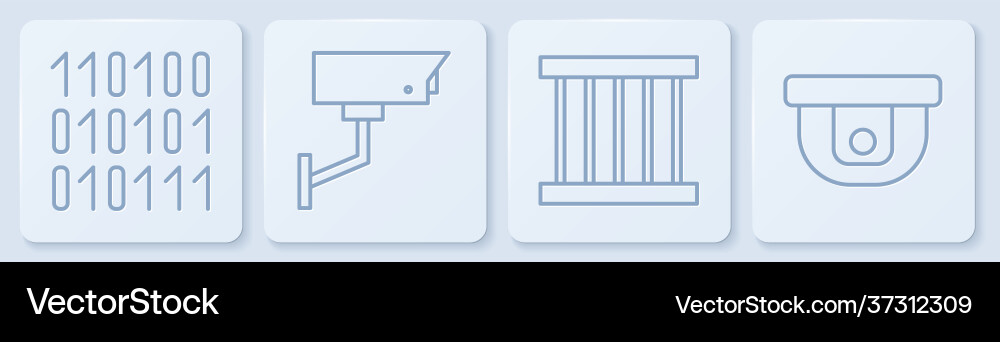 Set line binary code prison window security Set line binary code prison window security Vector Image