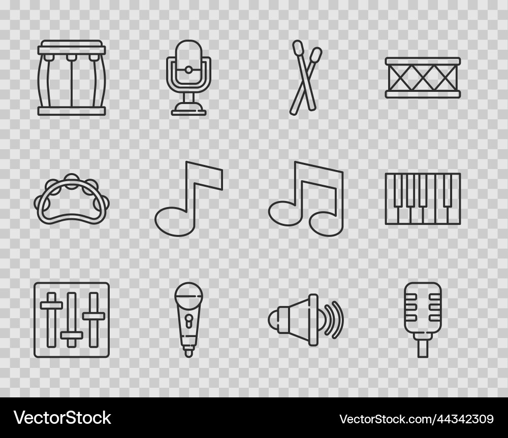 Set line sound mixer controller microphone drum Set line sound mixer controller microphone drum Vector Image