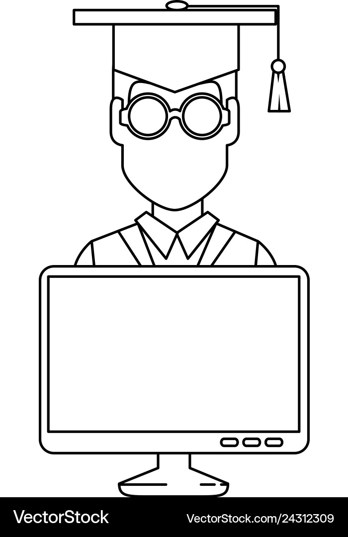 Student graduation with computer Vector Image